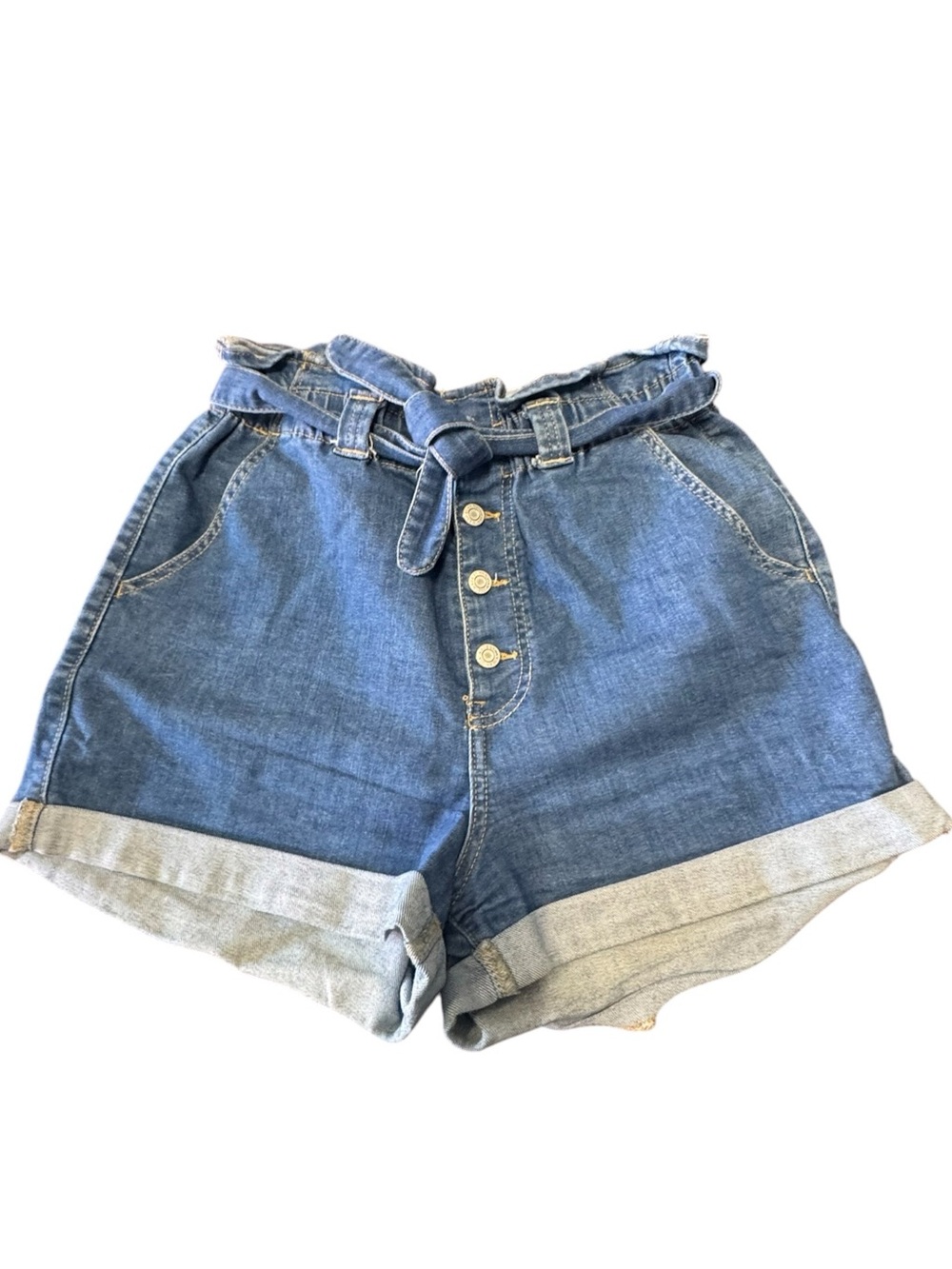 High-Waist Montrez High End Paperbag Blue Denim Jean Shorts Women’s L MINTY